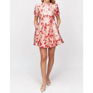 NEW BEFORE YOU COLLECTION jacquard mini dress in pink/red